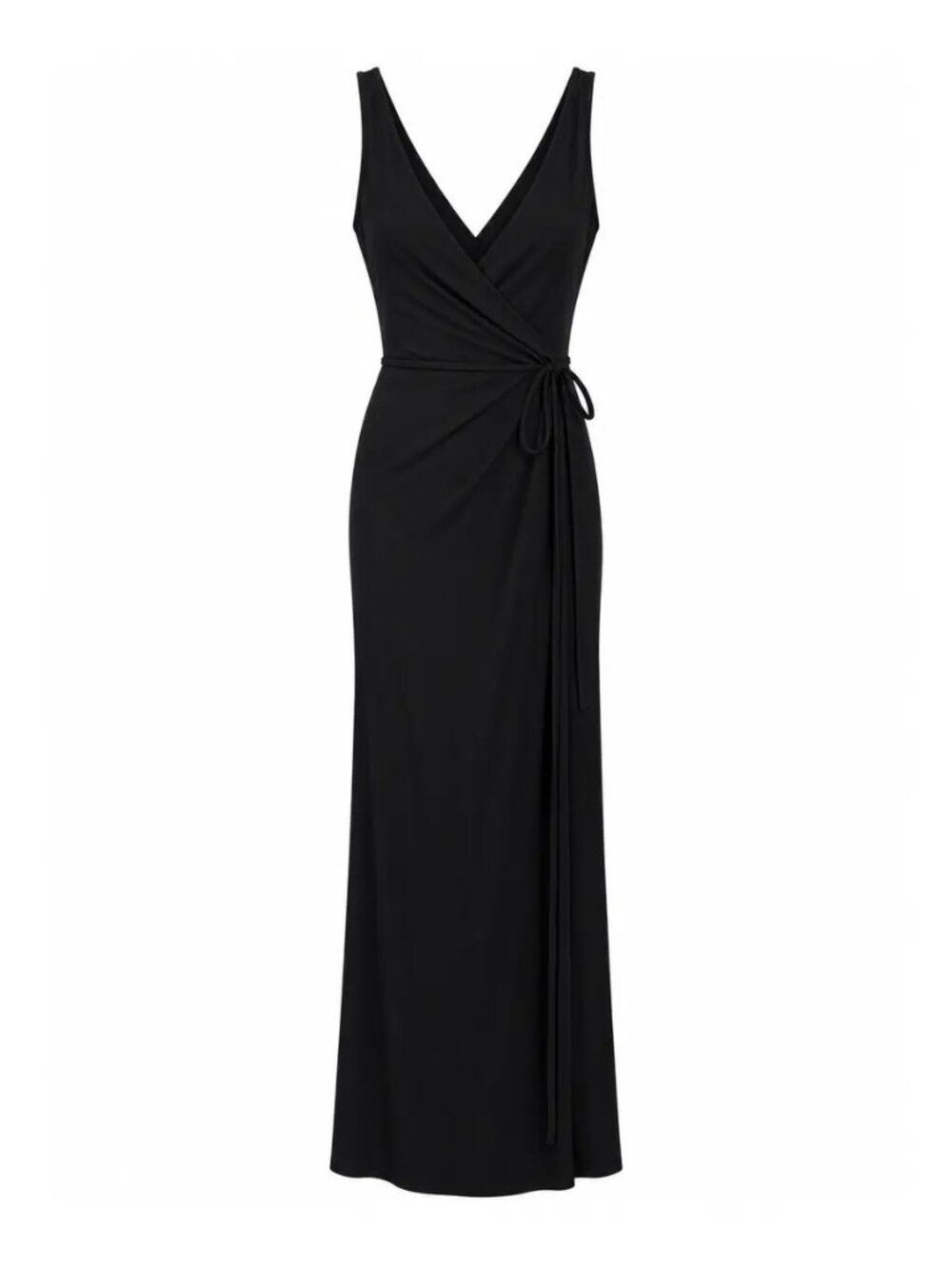 Vince Black Wrap Midi Dress, Size S